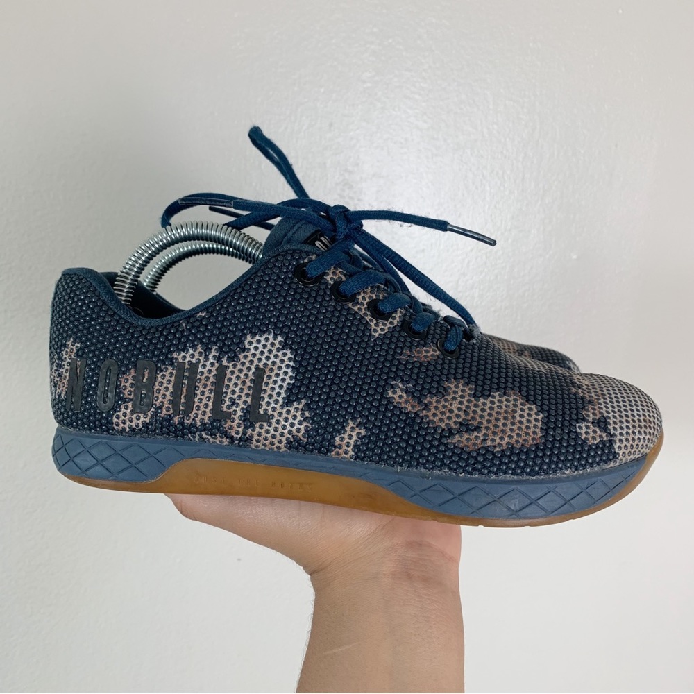 NOBULL Navy Blue and Tan Camo Knit Sneakers